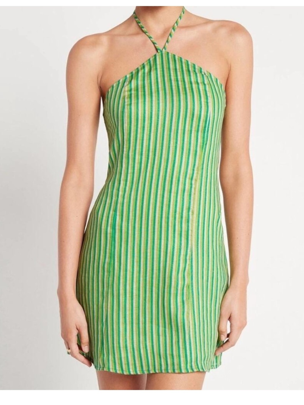 NWT Faithfull the Brand Muthia Striped Mini Linen Dress